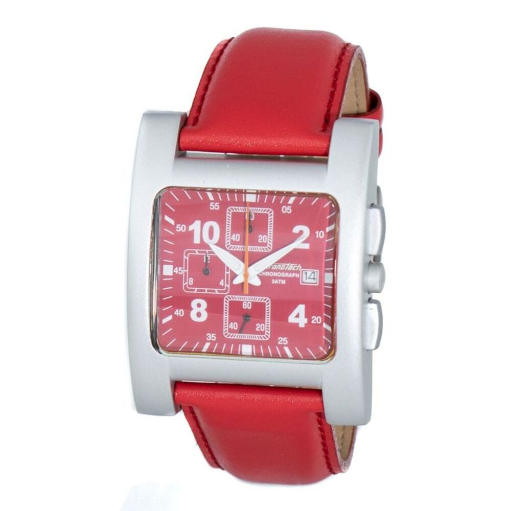 Chronotech Chronograph Red Leather Strap Watch Men Red Watches